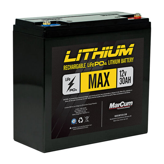 Marcum Lithium 12V 30AH LIFEPO4 MAX Battery Only