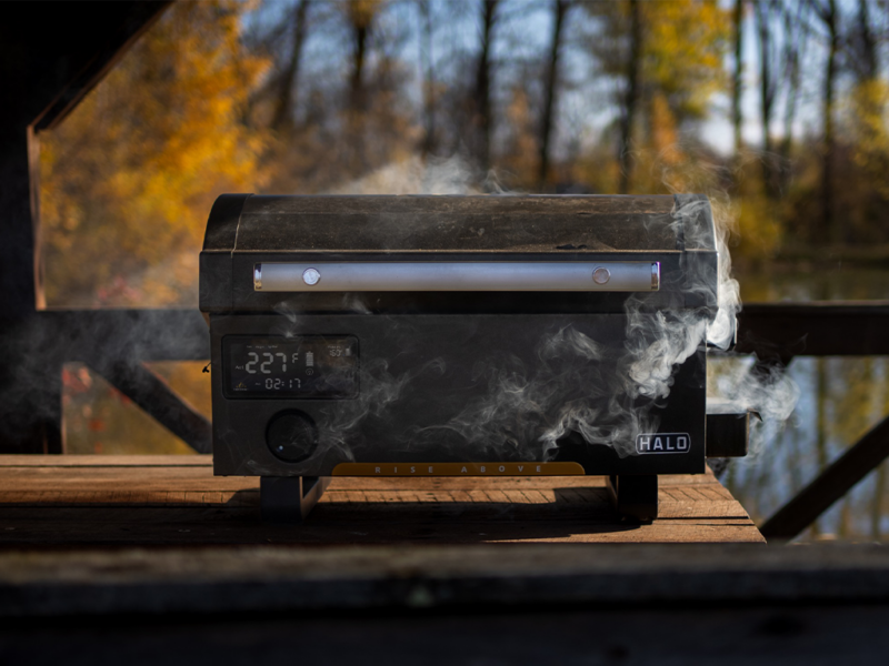 grill smoking on table