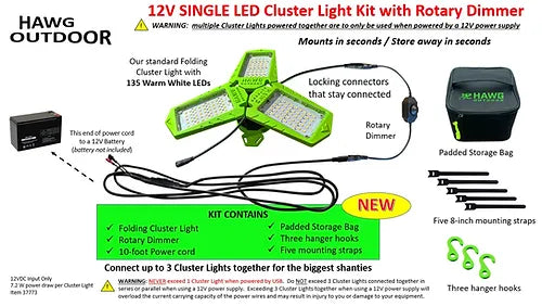HAWG 12V SINGLE Folding LED Cluster Light Kit With Dimmer