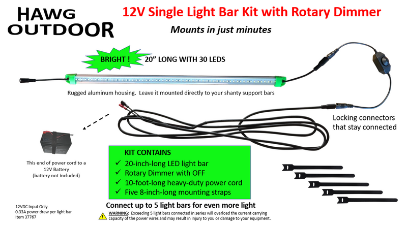 Load image into Gallery viewer, HAWG Outdoor 12V Light Bar Kit with Rotary Dimmer
