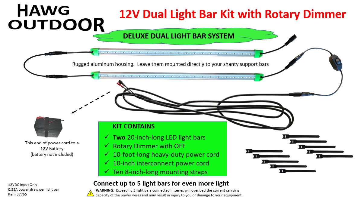 HAWG Outdoor 12V Light Bar Kit with Rotary Dimmer Dual Kit