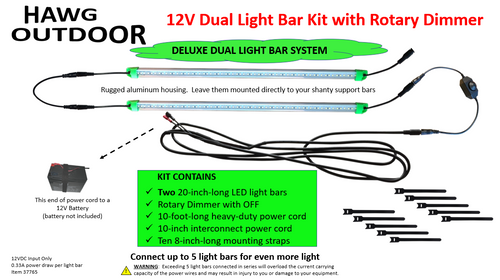HAWG Outdoor 12V Light Bar Kit with Rotary Dimmer