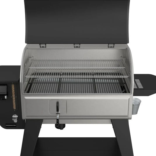 Grill with open lid